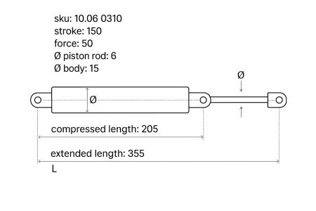 Gasdrukveer-6-15-355-205-150-50 Gasdrukveer-6-15-355-205-150-50