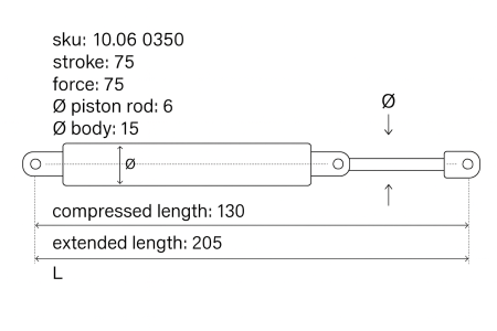 Gasdrukveer-6-15-205-130-75-75 Gasdrukveer-6-15-205-130-75-75