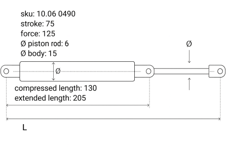 Gasdrukveer-6-15-205-130-75-125 Gasdrukveer-6-15-205-130-75-125